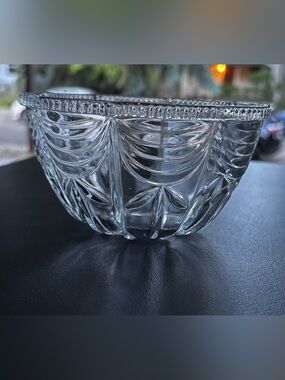 Vintage KIG Indonesia Clear Glass Scalloped Swag Bowl Candy Dish